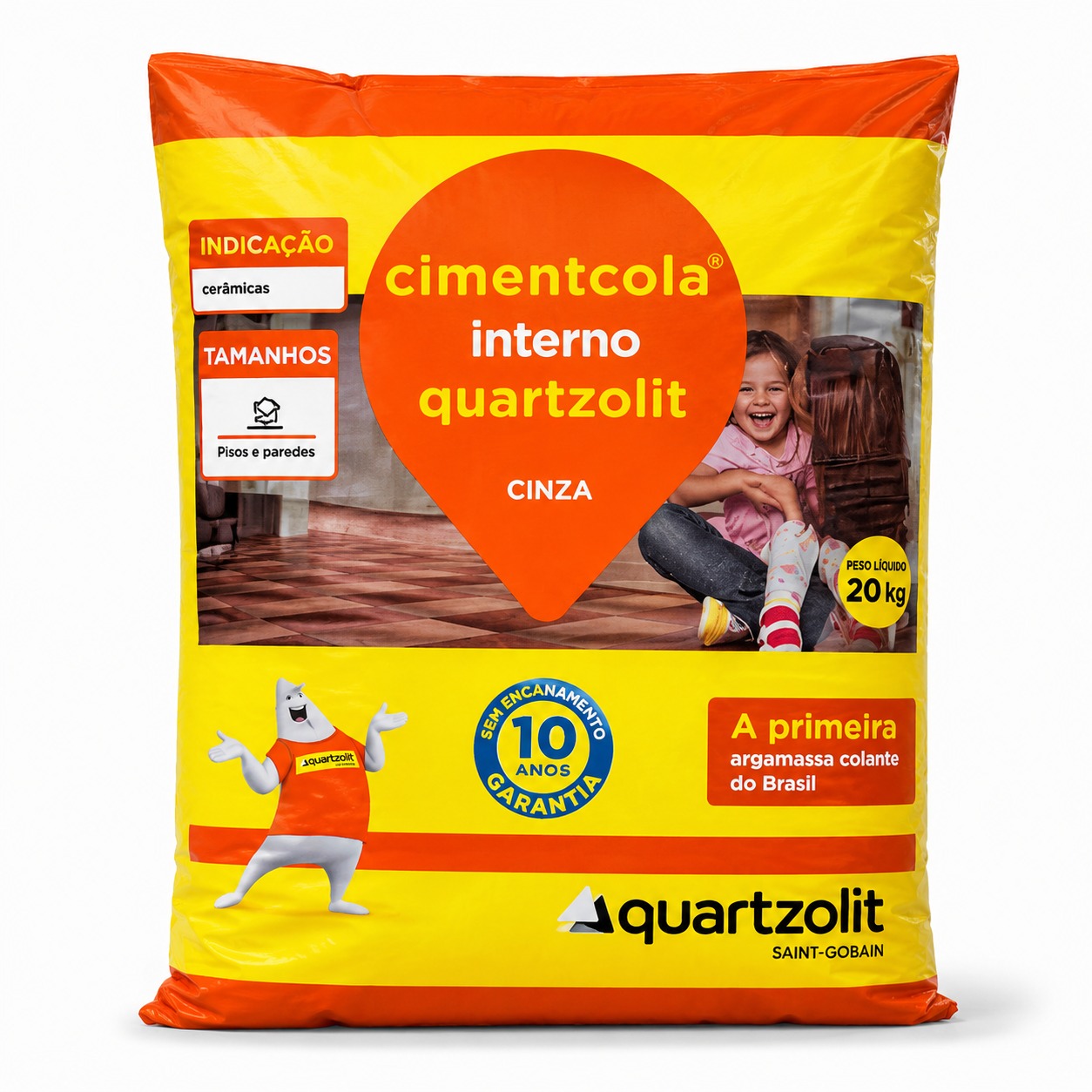 Argamassa Colante Quartzolit Cimentcola Interno Cinza 20kg